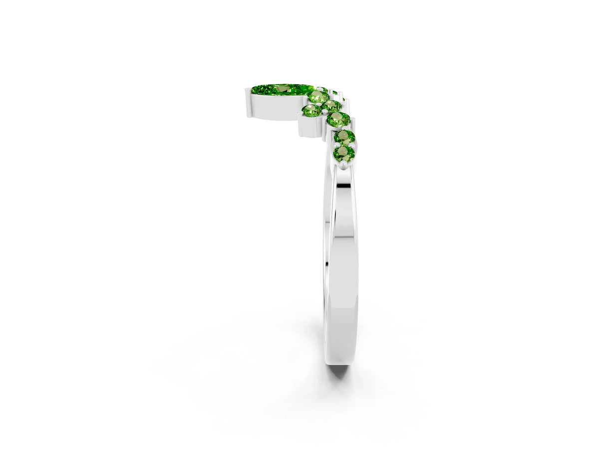 Marquise and Round Peridot Chevron Band in Silver with Prong Setting_2