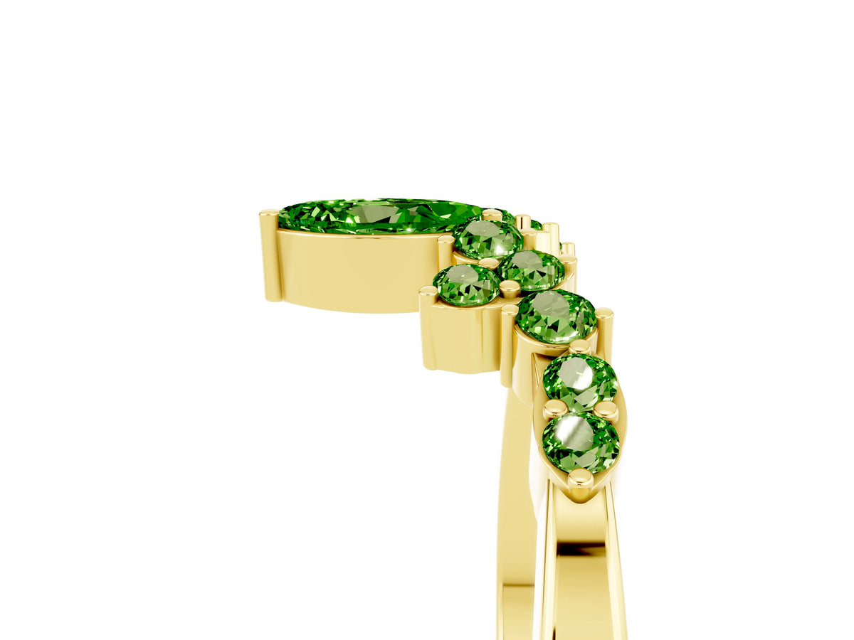Marquise and Round Peridot Chevron Band in Yellow gold with Prong Setting_5