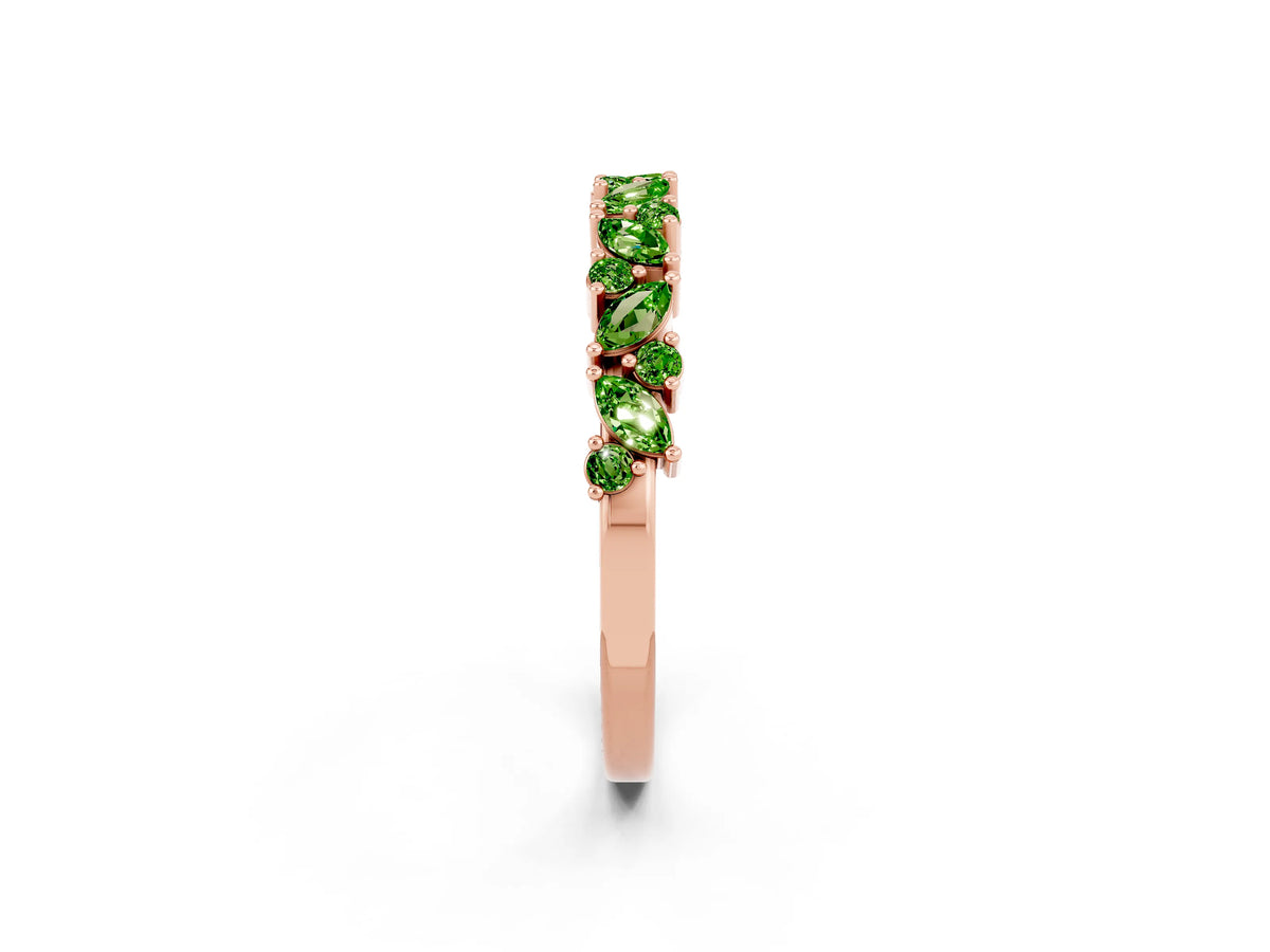 Marquise and Round Peridot Vine Eternity Band in Rose gold with Prong Setting_2