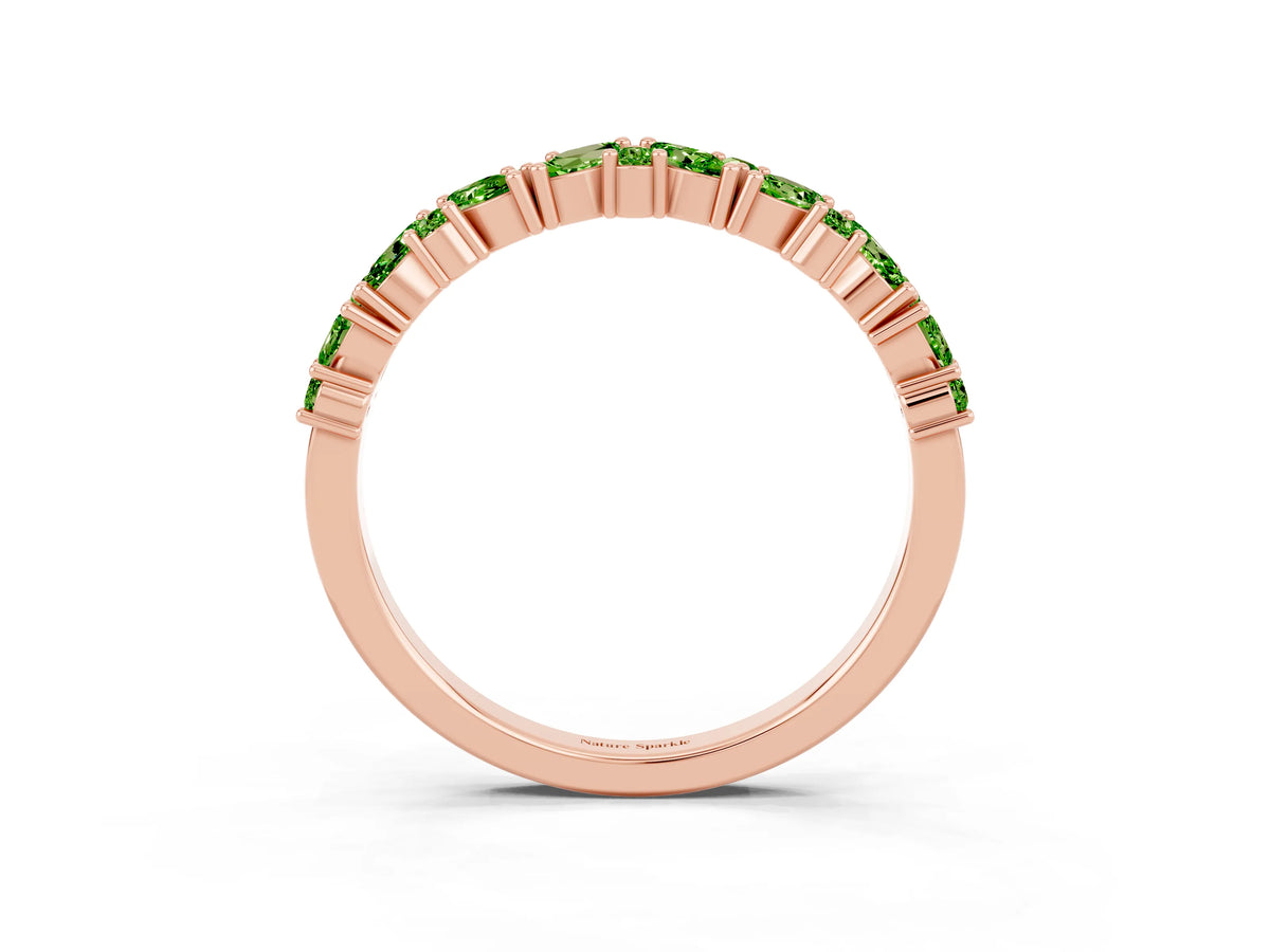 Marquise and Round Peridot Vine Eternity Band in Rose gold with Prong Setting_3