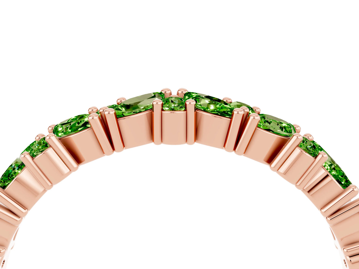 Marquise and Round Peridot Vine Eternity Band in Rose gold with Prong Setting_4