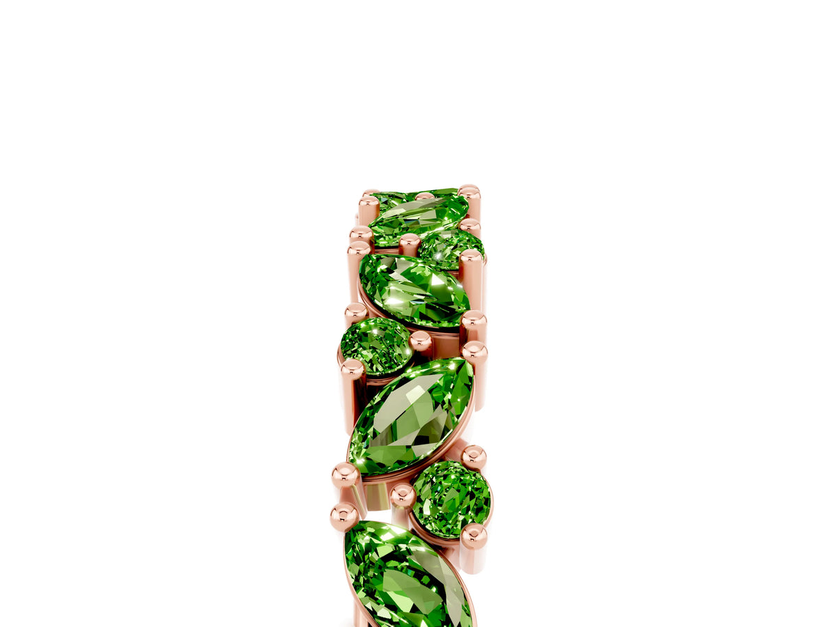 Marquise and Round Peridot Vine Eternity Band in Rose gold with Prong Setting_5