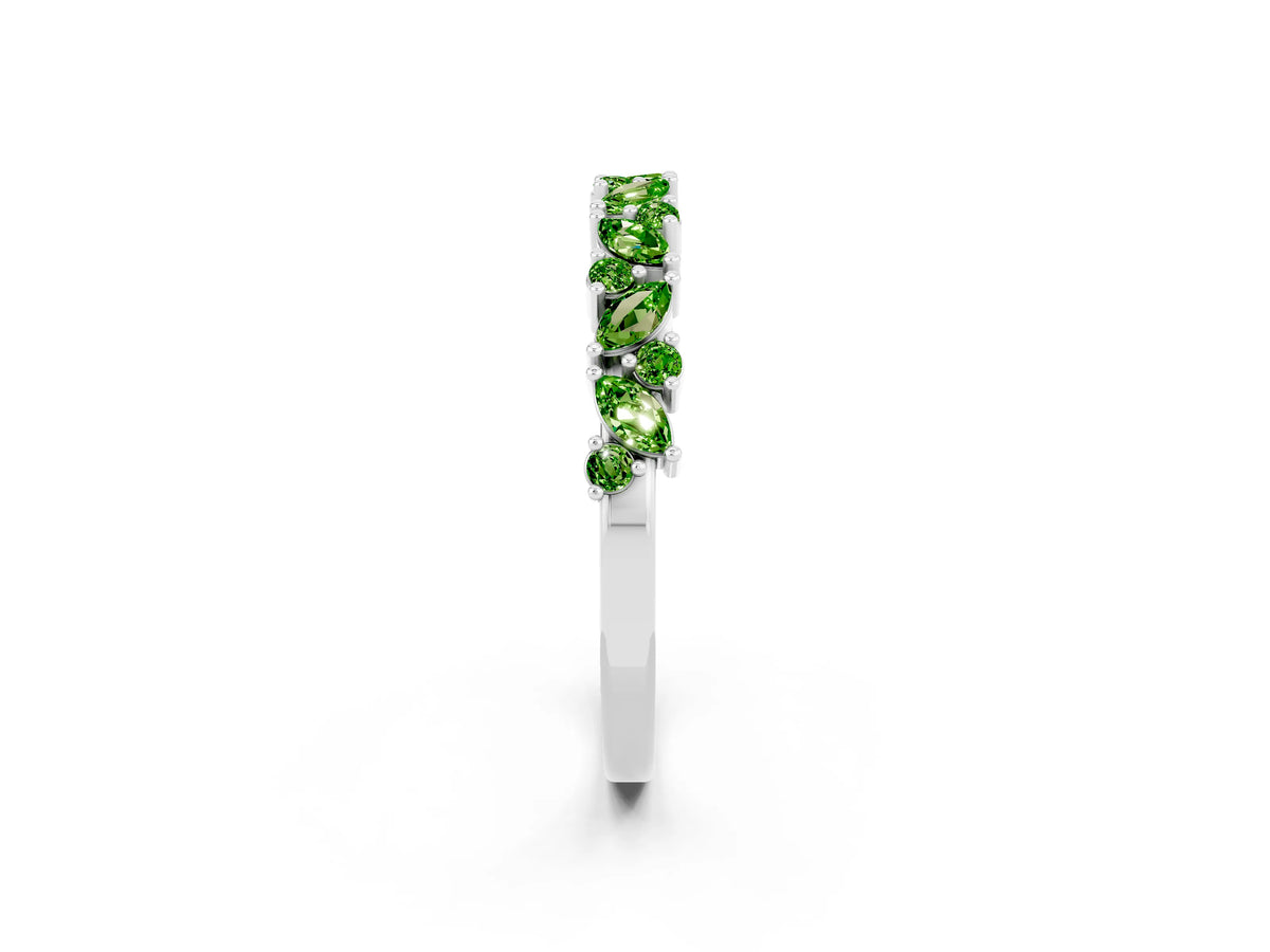 Marquise and Round Peridot Vine Eternity Band in Silver with Prong Setting_2