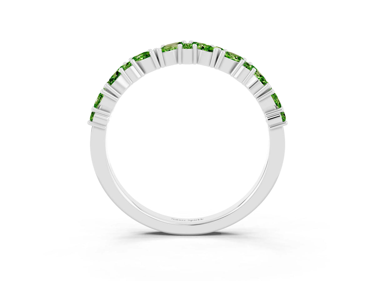 Marquise and Round Peridot Vine Eternity Band in White gold with Prong Setting_3