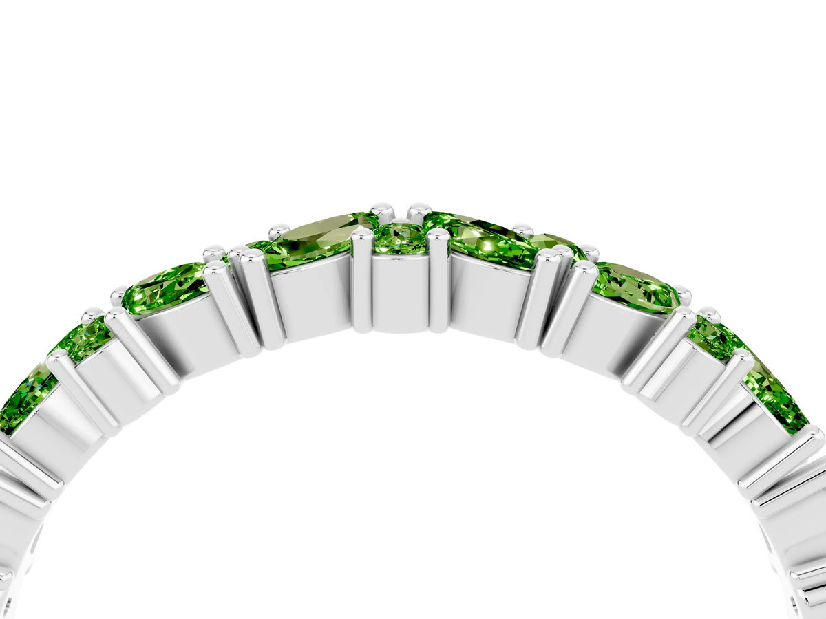 Marquise and Round Peridot Vine Eternity Band in White gold with Prong Setting_4