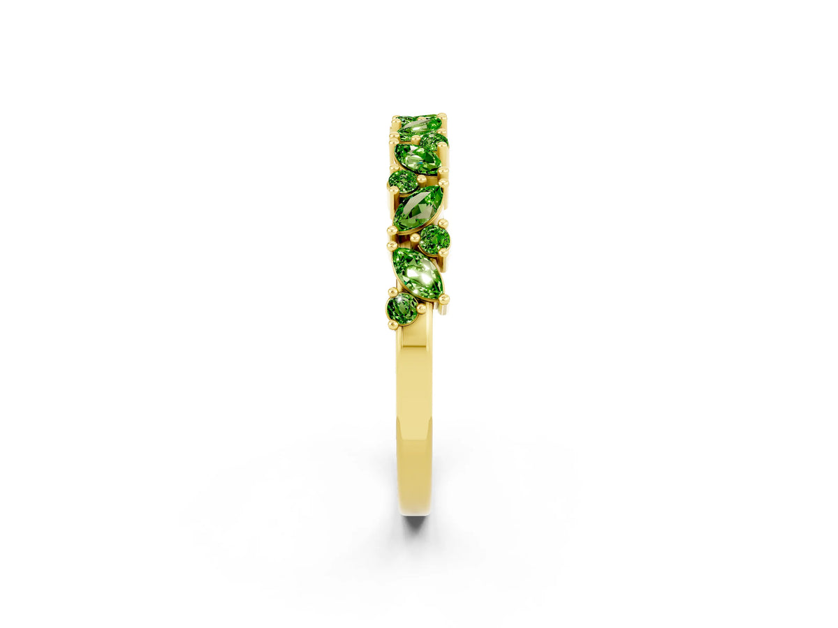Marquise and Round Peridot Vine Eternity Band in Yellow gold with Prong Setting_2