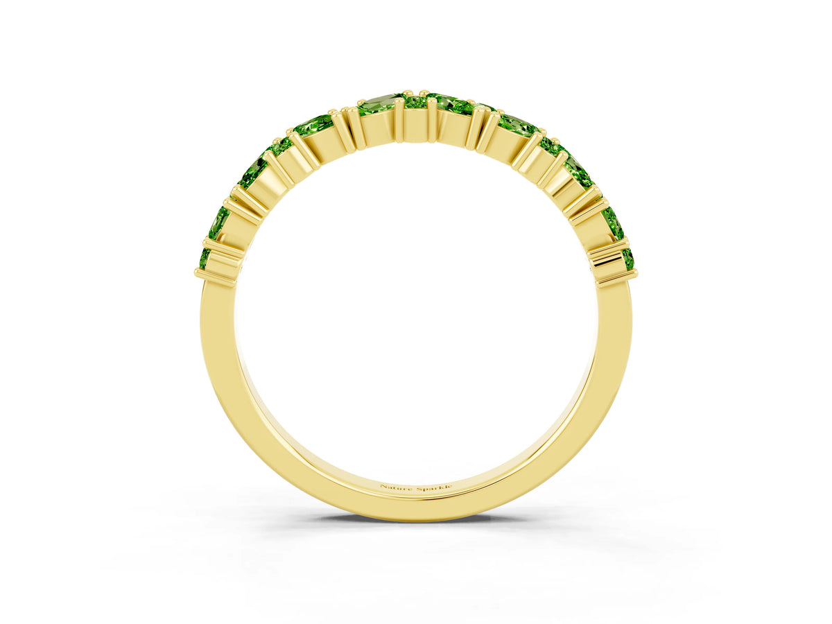 Marquise and Round Peridot Vine Eternity Band in Yellow gold with Prong Setting_3