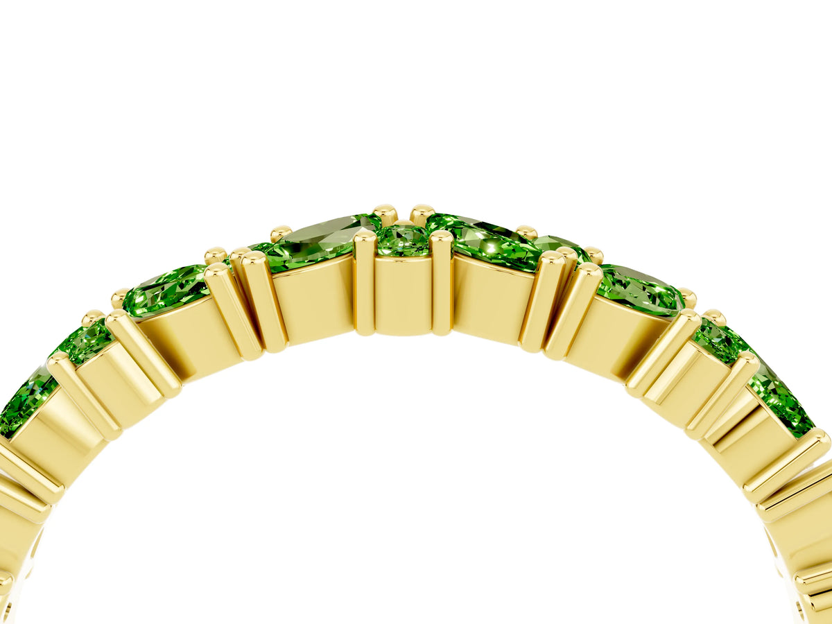 Marquise and Round Peridot Vine Eternity Band in Yellow gold with Prong Setting_4