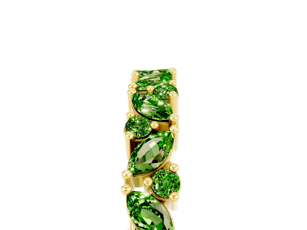Marquise and Round Peridot Vine Eternity Band in Yellow gold with Prong Setting_5