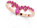 Marquise and Round Pink Sapphire Chevron Band in Rose gold with Prong Setting_1