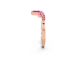 Marquise and Round Pink Sapphire Chevron Band in Rose gold with Prong Setting_2