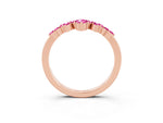 Marquise and Round Pink Sapphire Chevron Band in Rose gold with Prong Setting_3