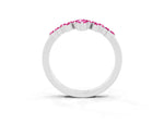 Marquise and Round Pink Sapphire Chevron Band in Silver with Prong Setting_3