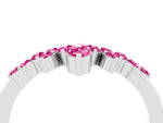 Marquise and Round Pink Sapphire Chevron Band in Silver with Prong Setting_4