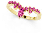 Marquise and Round Pink Sapphire Chevron Band in Yellow gold with Prong Setting_1