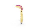 Marquise and Round Pink Sapphire Chevron Band in Yellow gold with Prong Setting_2