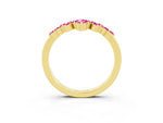 Marquise and Round Pink Sapphire Chevron Band in Yellow gold with Prong Setting_3