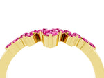 Marquise and Round Pink Sapphire Chevron Band in Yellow gold with Prong Setting_4