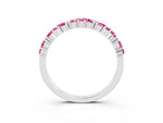 Marquise and Round Pink Sapphire Vine Eternity Band in Silver with Prong Setting_3