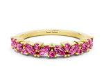 Marquise and Round Pink Sapphire Vine Eternity Band in Yellow gold with Prong Setting