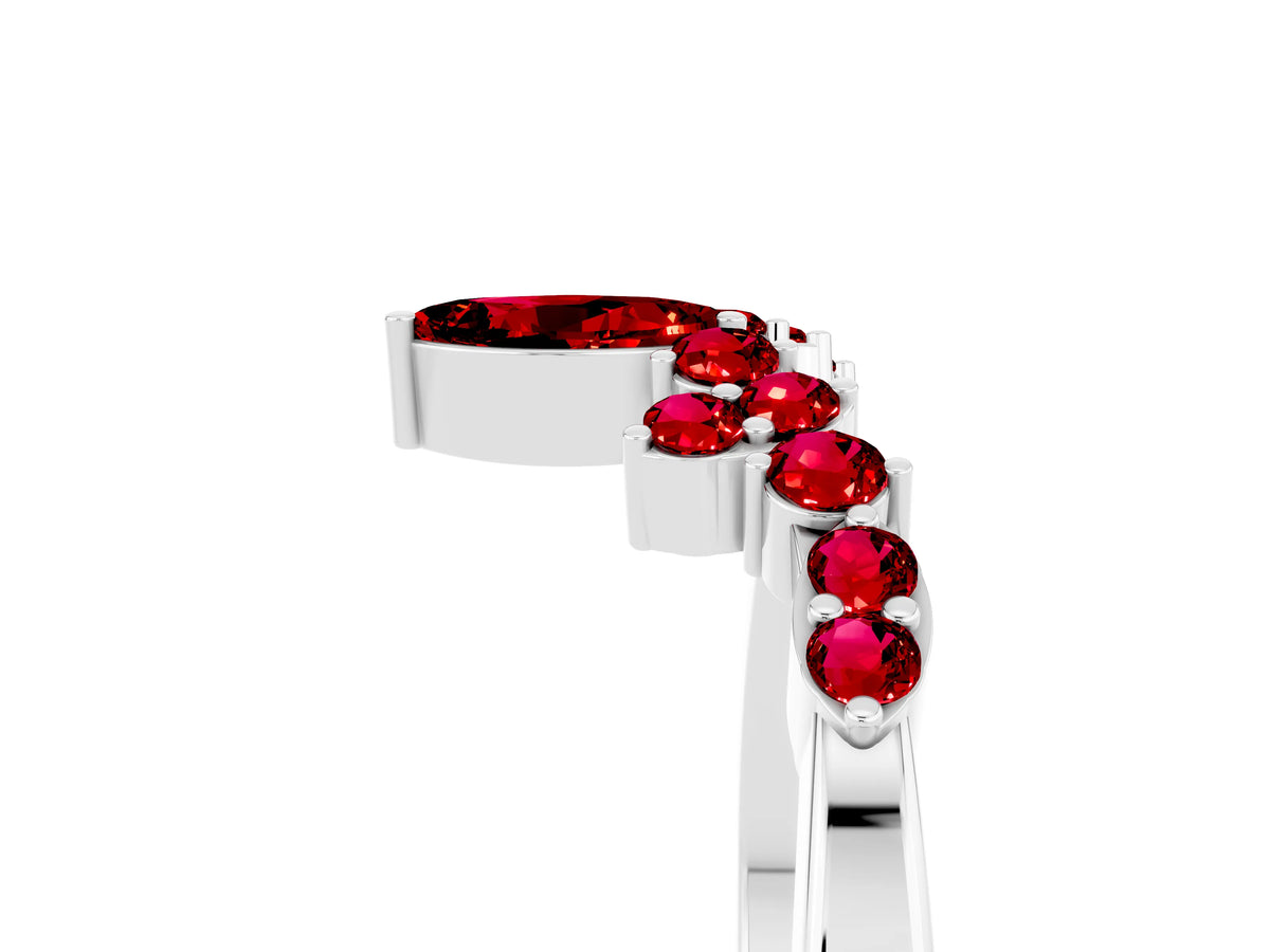 Marquise and Round Ruby Chevron Band in Platinum with Prong Setting_5