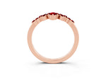 Marquise and Round Ruby Chevron Band in Rose gold with Prong Setting_3