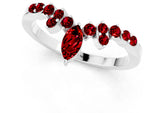 Marquise and Round Ruby Chevron Band in White gold with Prong Setting_1