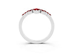 Marquise and Round Ruby Chevron Band in White gold with Prong Setting_3