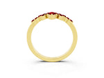 Marquise and Round Ruby Chevron Band in Yellow gold with Prong Setting_3