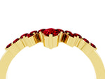 Marquise and Round Ruby Chevron Band in Yellow gold with Prong Setting_4