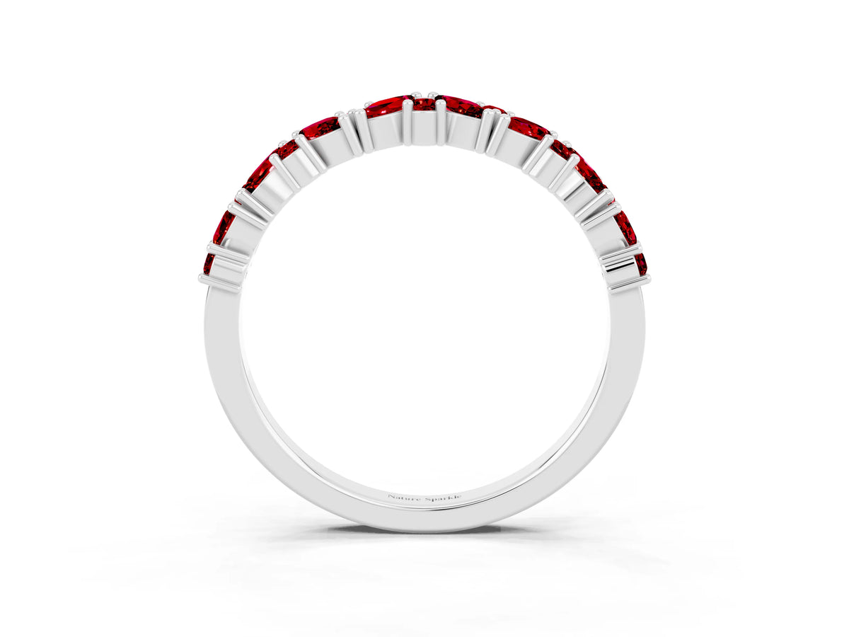 Marquise and Round Ruby Vine Eternity Band in Platinum with Prong Setting_3
