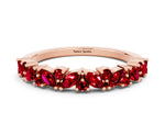 Marquise and Round Ruby Vine Eternity Band in Rose gold with Prong Setting