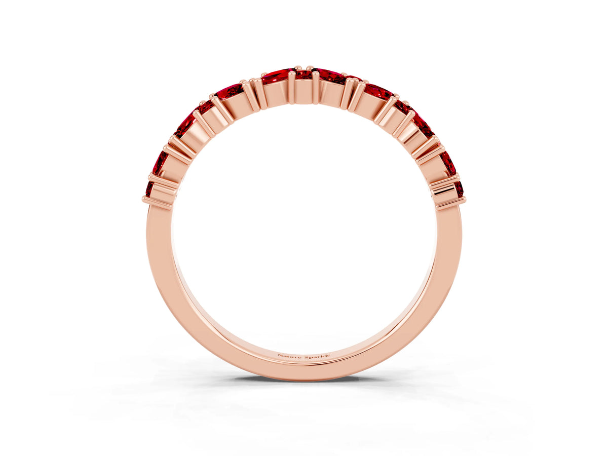 Marquise and Round Ruby Vine Eternity Band in Rose gold with Prong Setting_3