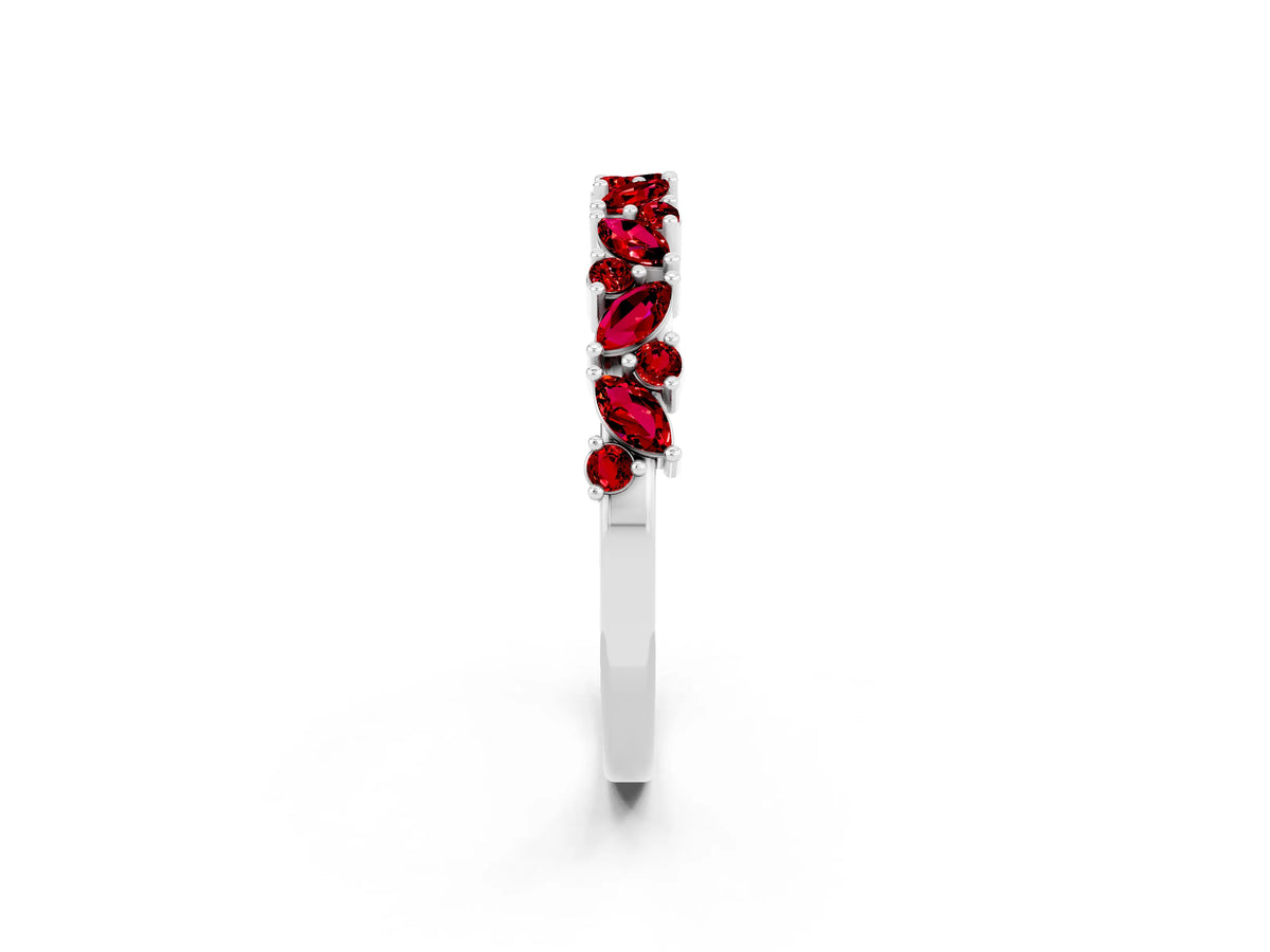 Marquise and Round Ruby Vine Eternity Band in White gold with Prong Setting_2