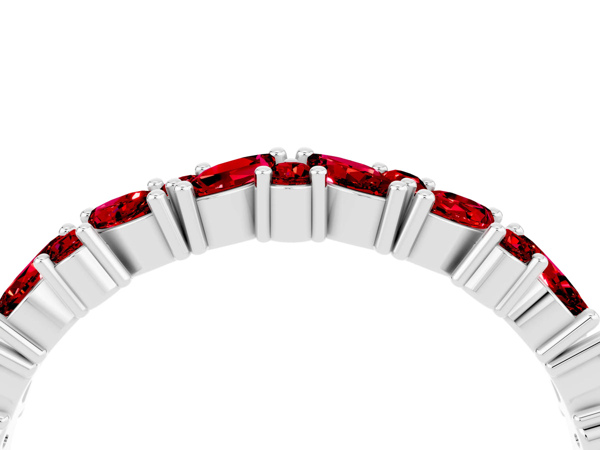 Marquise and Round Ruby Vine Eternity Band in White gold with Prong Setting_4