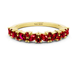 Marquise and Round Ruby Vine Eternity Band in Yellow gold with Prong Setting