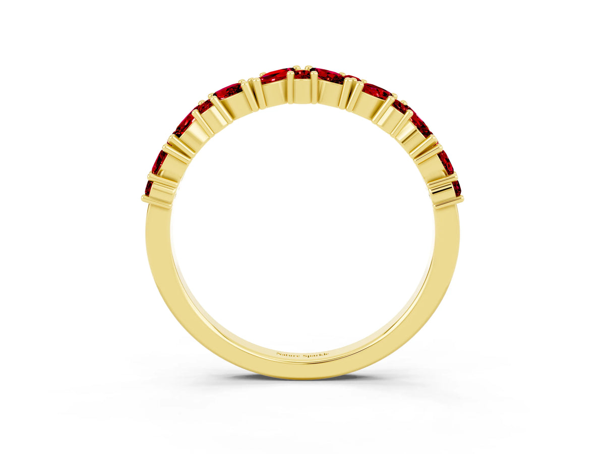 Marquise and Round Ruby Vine Eternity Band in Yellow gold with Prong Setting_3