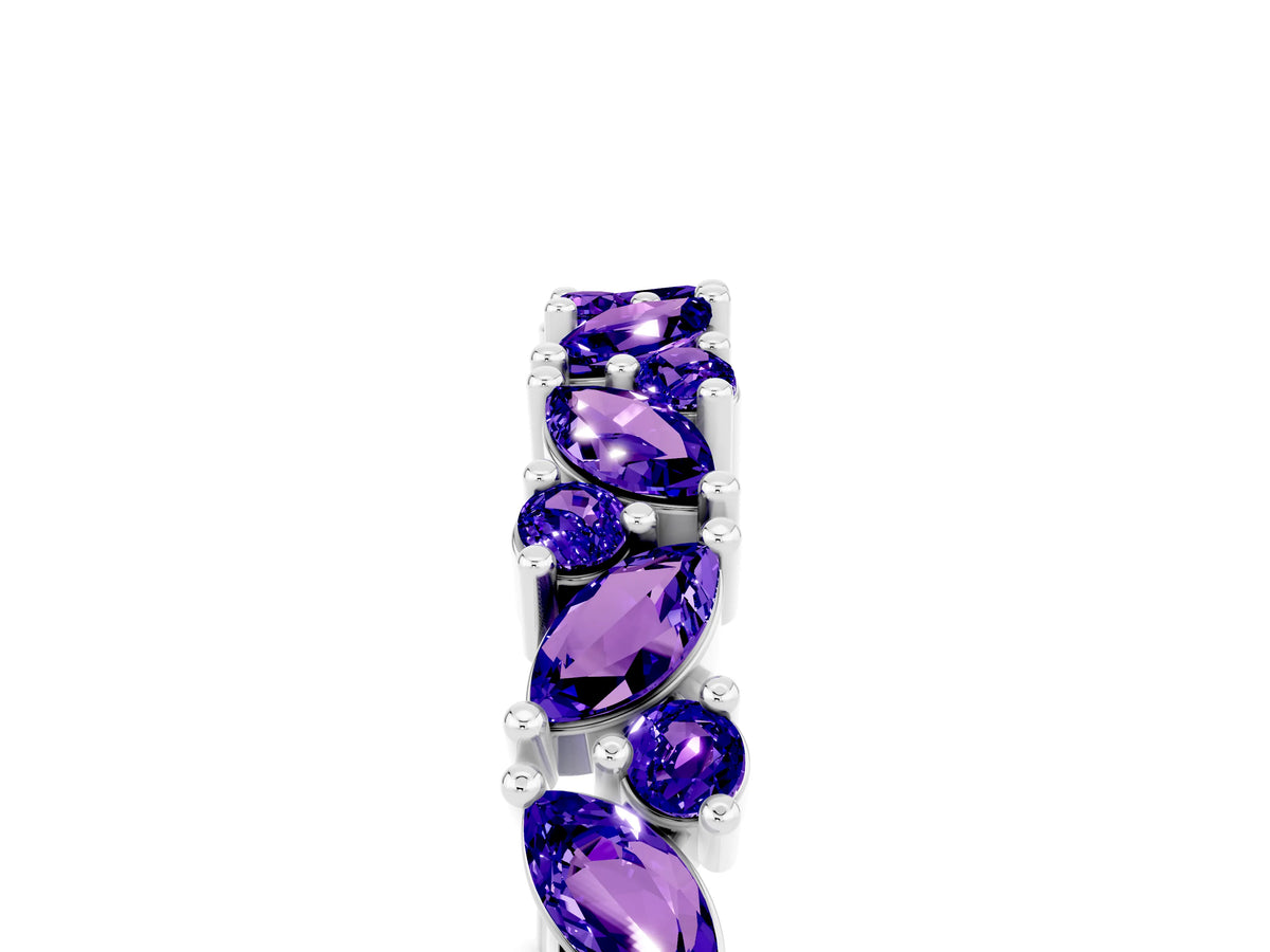 Marquise and Round Tanzanite Vine Eternity Band in Platinum with Prong Setting_5