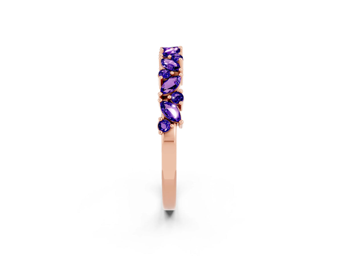 Marquise and Round Tanzanite Vine Eternity Band in Rose gold with Prong Setting_2