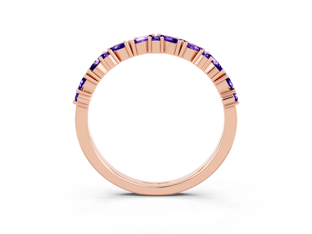 Marquise and Round Tanzanite Vine Eternity Band in Rose gold with Prong Setting_3