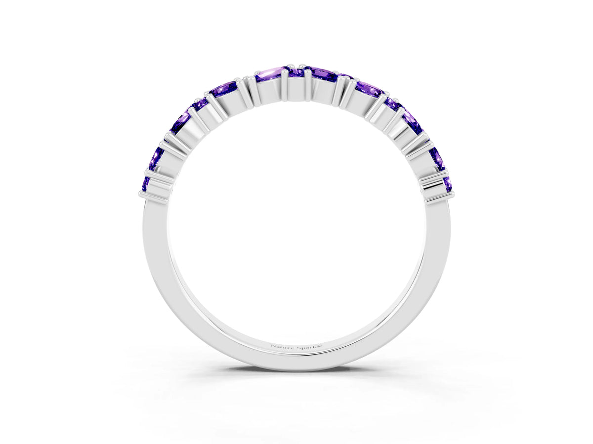 Marquise and Round Tanzanite Vine Eternity Band in Silver with Prong Setting_3