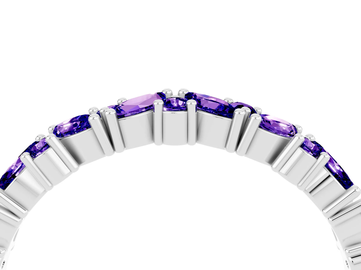 Marquise and Round Tanzanite Vine Eternity Band in Silver with Prong Setting_4