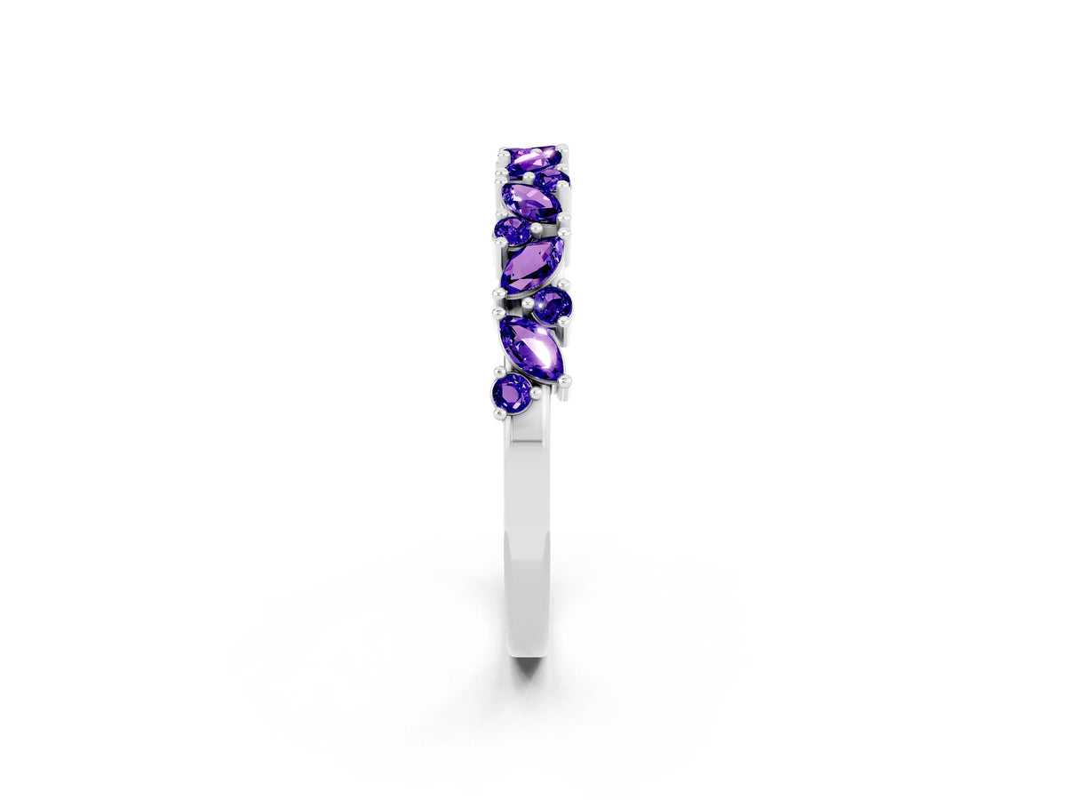 Marquise and Round Tanzanite Vine Eternity Band in White gold with Prong Setting_2