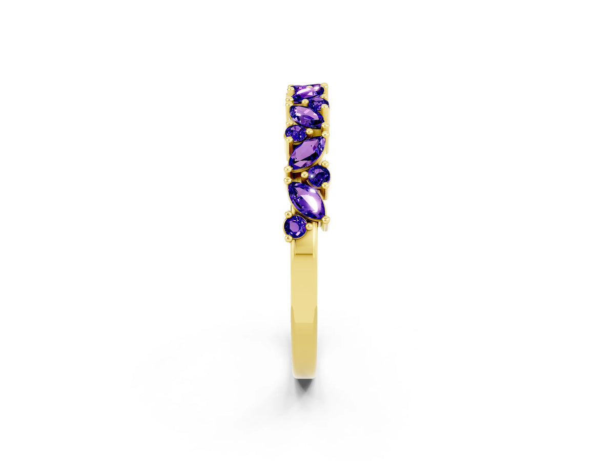 Marquise and Round Tanzanite Vine Eternity Band in Yellow gold with Prong Setting_2