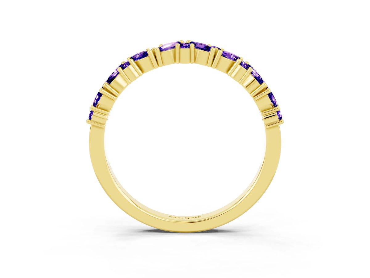 Marquise and Round Tanzanite Vine Eternity Band in Yellow gold with Prong Setting_3
