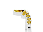 Marquise and Round Yellow Sapphire Chevron Band in Silver with Prong Setting_5