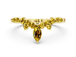 Marquise and Round Yellow Sapphire Chevron Band in Yellow gold with Prong Setting