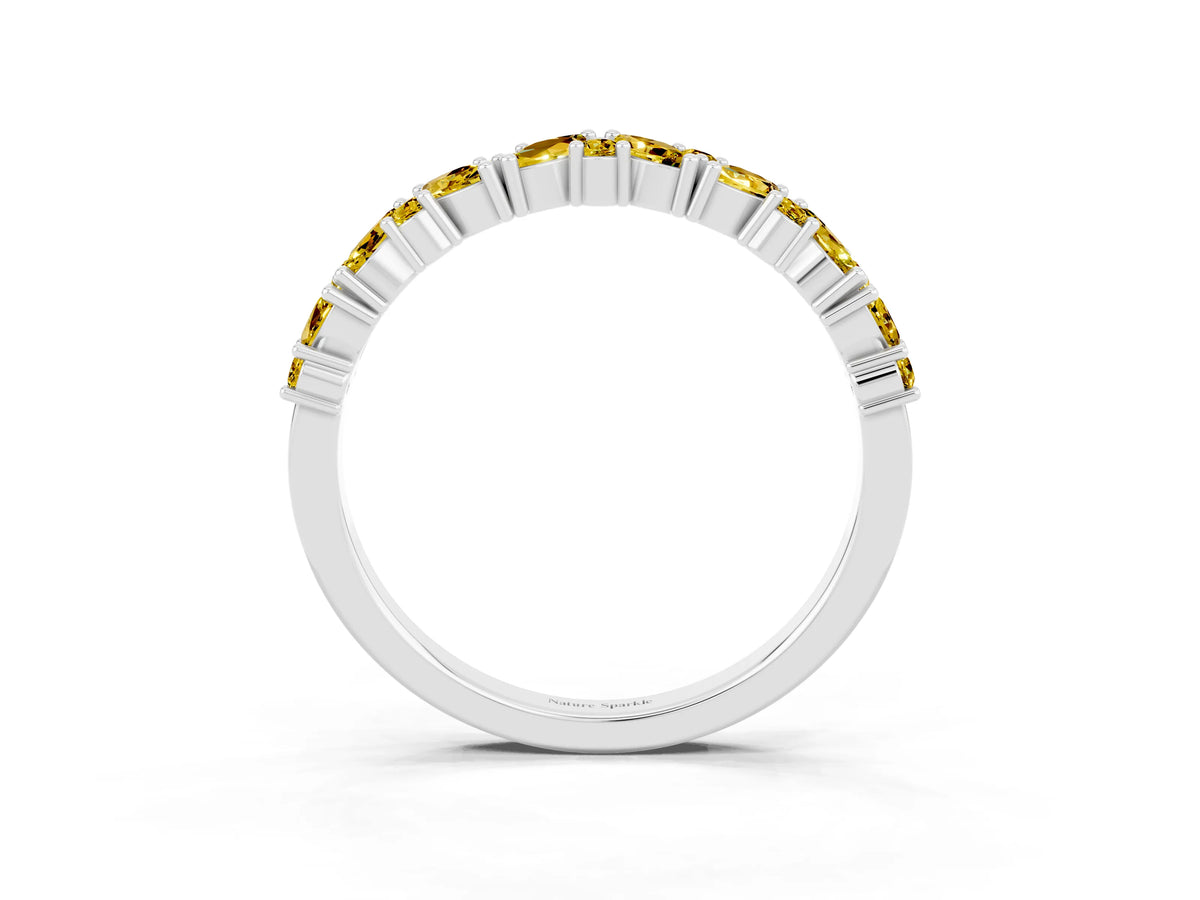 Marquise and Round Yellow Sapphire Vine Eternity Band in Platinum with Prong Setting_3
