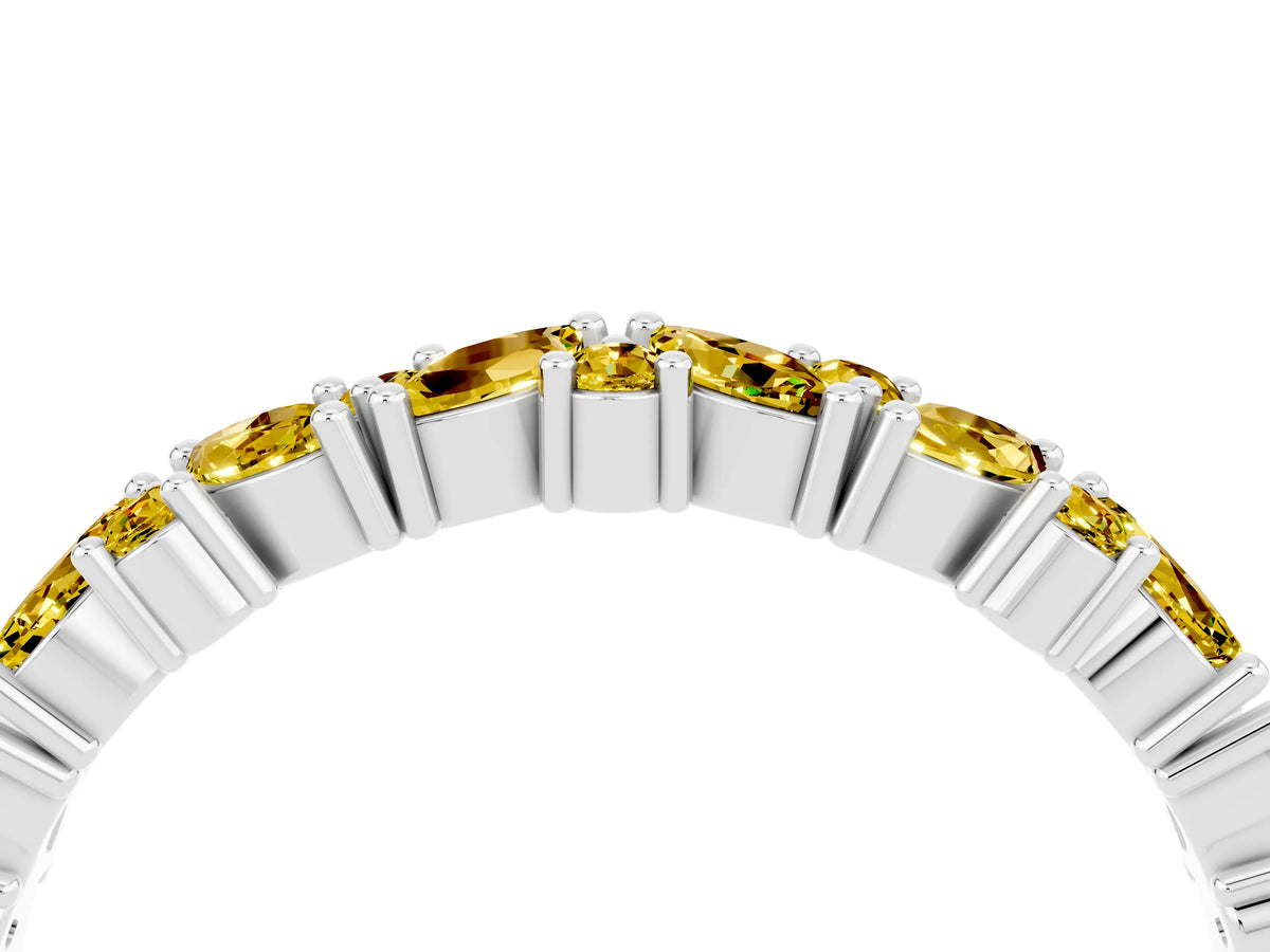 Marquise and Round Yellow Sapphire Vine Eternity Band in Platinum with Prong Setting_4