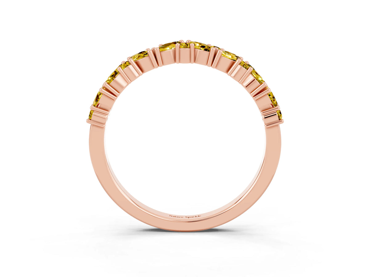 Marquise and Round Yellow Sapphire Vine Eternity Band in Rose gold with Prong Setting_3